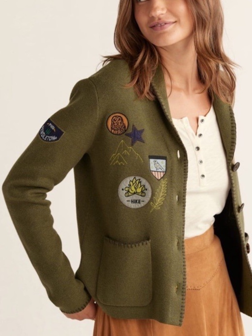 Pendleton Souvenir Patch Wool Blend Embroidered Cardigan Size S